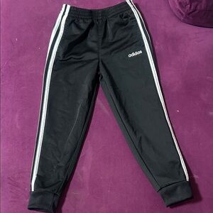 Adidas Kids Black Joggers with White Stripes